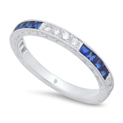 BEVERLEY K 18K White Gold Sapphire and Diamond Eternity Band